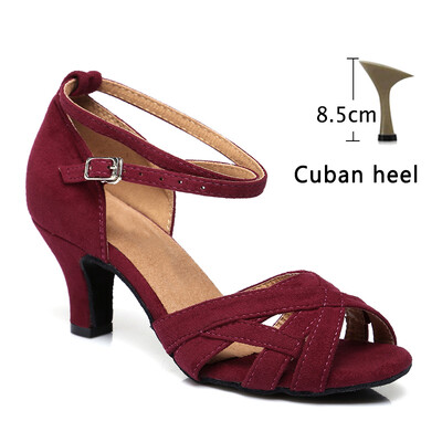 DKZSYIM Zelene/crvene cipele za latino ples, ženske plesne cipele, profesionalne plesne cipele za tango salsu Flock, mekane visokokvalitetne cipele na petu 3-10 cm