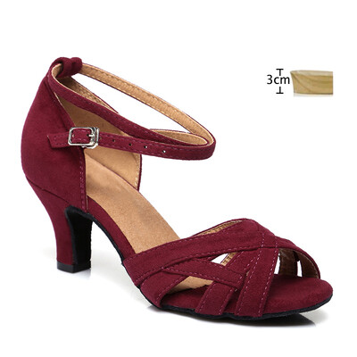 DKZSYIM Zelene/crvene cipele za latino ples, ženske plesne cipele, profesionalne plesne cipele za tango salsu Flock, mekane visokokvalitetne cipele na petu 3-10 cm