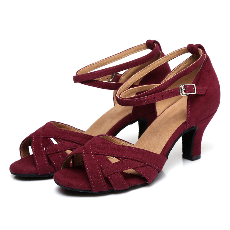 DKZSYIM Zelene/crvene cipele za latino ples, ženske plesne cipele, profesionalne plesne cipele za tango salsu Flock, mekane visokokvalitetne cipele na petu 3-10 cm