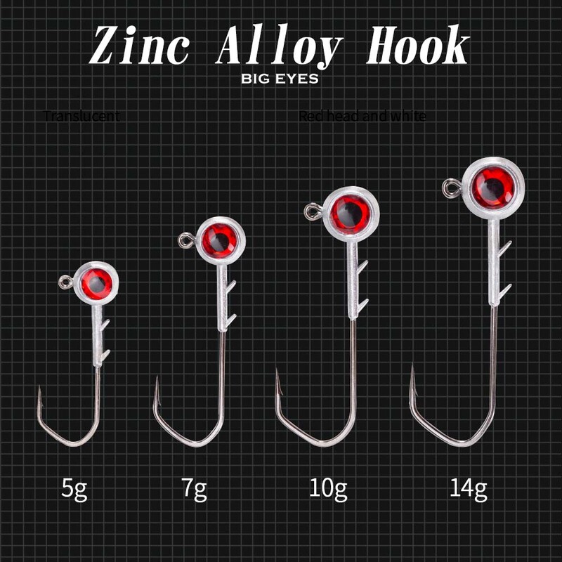 Hunthouse New Ajing Fishing Hooks with Red Eyes 5g 7g 10g 14g Zinc Alloy Jig Head Rockfish Lure Bait 2021 Fishing Accessories