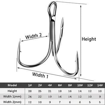 15 бр./кутия 3 цвята тройни куки Размер 1#-14# кръгло огънати тройни соленоводни бас стоманени рибарски куки твърди тройни куки