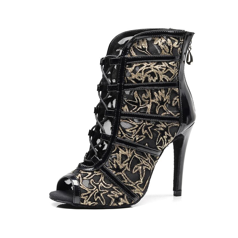 DKZSYIM Pantofi de dans latino pentru femei, cizme de dans pentru sala de bal, Tango, salsa, cu siret, cu fund moale, pantofi de dans pentru petrecere 6-10CM