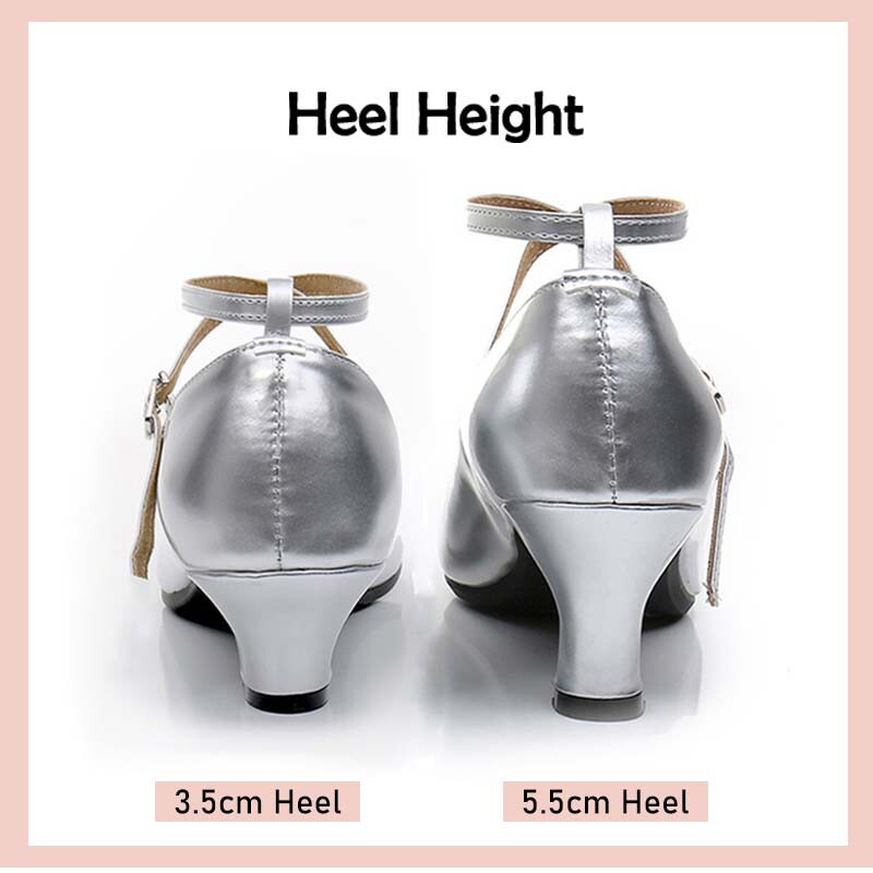 DKZSYIM Pantofi de dans Tango pentru femei Pantofi de dans latino de sală Pantofi de dans pentru femei moderne Jazz, confortabili, cu toc mijlociu, pantofi de dans pentru petrecere