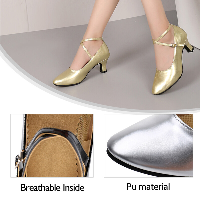 DKZSYIM Pantofi de dans Tango pentru femei Pantofi de dans latino de sală Pantofi de dans pentru femei moderne Jazz, confortabili, cu toc mijlociu, pantofi de dans pentru petrecere