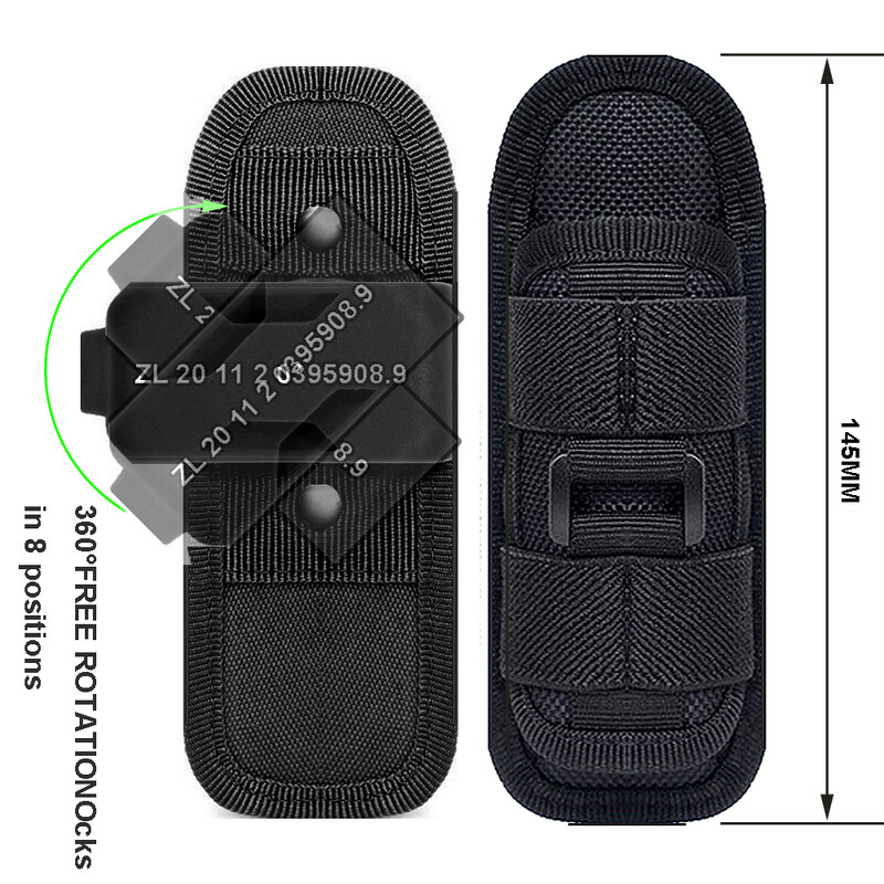 Futrola za svjetiljku, rastezljiva najlonska futrola za LED svjetiljku za pojas za rad, držač torbice s kopčom koja se može okretati za 360 stupnjeva