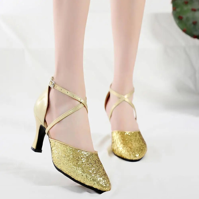 Παπούτσια χορού Latin Tango Ballroom Jazz παπούτσια για γυναίκες κορίτσια Γυναικεία σόλα από καουτσούκ Χρυσό/Ασημί Dropshipping