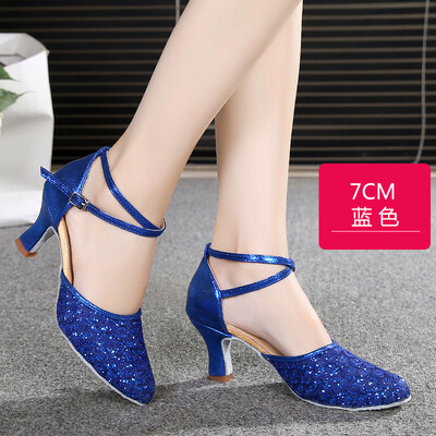 Pantofi de dans pentru femei, toc 7 cm, cu vârf închis, pantofi de dans latino, talpă din cauciuc, cu toc înalt, tango, salsa, pantofi de dans pentru fete