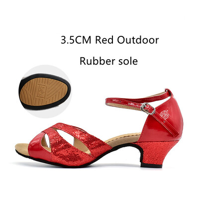 Pantofi de dans latino cu sclipici pentru femei Talpa din piele intoarsa din cauciuc Pantofi de dans Tango Salsa Pantofi de dans pentru petrecere Toc mic 3,5 cm/5,5 cm
