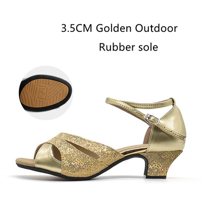 Pantofi de dans latino cu sclipici pentru femei Talpa din piele intoarsa din cauciuc Pantofi de dans Tango Salsa Pantofi de dans pentru petrecere Toc mic 3,5 cm/5,5 cm