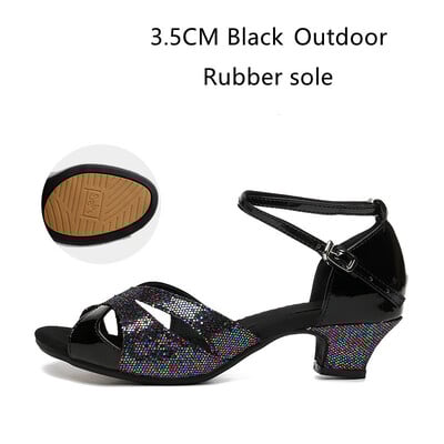 Pantofi de dans latino cu sclipici pentru femei Talpa din piele intoarsa din cauciuc Pantofi de dans Tango Salsa Pantofi de dans pentru petrecere Toc mic 3,5 cm/5,5 cm