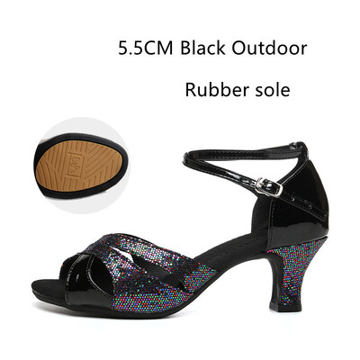 Pantofi de dans latino cu sclipici pentru femei Talpa din piele intoarsa din cauciuc Pantofi de dans Tango Salsa Pantofi de dans pentru petrecere Toc mic 3,5 cm/5,5 cm