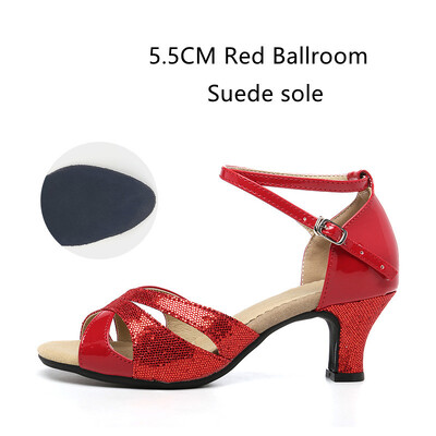 Pantofi de dans latino cu sclipici pentru femei Talpa din piele intoarsa din cauciuc Pantofi de dans Tango Salsa Pantofi de dans pentru petrecere Toc mic 3,5 cm/5,5 cm