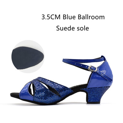 Pantofi de dans latino cu sclipici pentru femei Talpa din piele intoarsa din cauciuc Pantofi de dans Tango Salsa Pantofi de dans pentru petrecere Toc mic 3,5 cm/5,5 cm