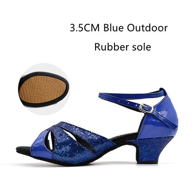 Pantofi de dans latino cu sclipici pentru femei Talpa din piele intoarsa din cauciuc Pantofi de dans Tango Salsa Pantofi de dans pentru petrecere Toc mic 3,5 cm/5,5 cm