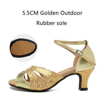 Pantofi de dans latino cu sclipici pentru femei Talpa din piele intoarsa din cauciuc Pantofi de dans Tango Salsa Pantofi de dans pentru petrecere Toc mic 3,5 cm/5,5 cm