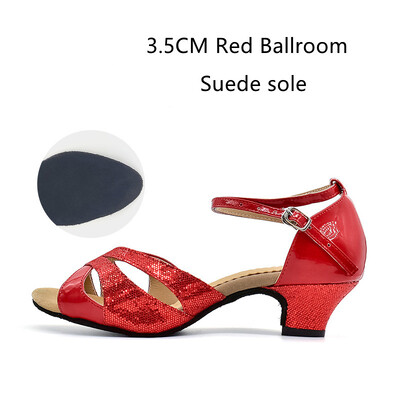 Pantofi de dans latino cu sclipici pentru femei Talpa din piele intoarsa din cauciuc Pantofi de dans Tango Salsa Pantofi de dans pentru petrecere Toc mic 3,5 cm/5,5 cm