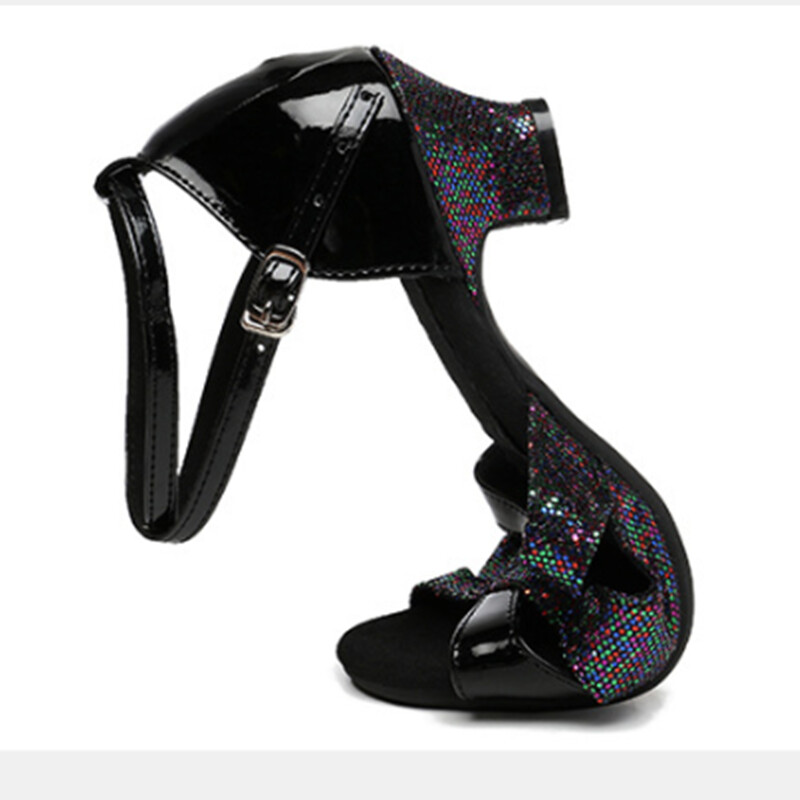 Pantofi de dans latino cu sclipici pentru femei Talpa din piele intoarsa din cauciuc Pantofi de dans Tango Salsa Pantofi de dans pentru petrecere Toc mic 3,5 cm/5,5 cm
