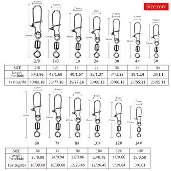 MEREDITH Fishing Connector 50PCS/Lot 2# 4# 6# 8# 10# Pin Bearing Rolling Rolling inox inox with Snap Fishhook Lure Tackle