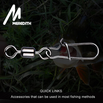 MEREDITH Fishing Connector 50PCS/Lot 2# 4# 6# 8# 10# Pin Bearing Rolling Rolling inox inox with Snap Fishhook Lure Tackle