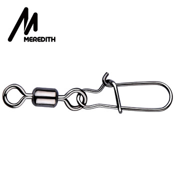 MEREDITH Fishing Connector 50PCS/Lot 2# 4# 6# 8# 10# Pin Bearing Rolling Rolling inox inox with Snap Fishhook Lure Tackle