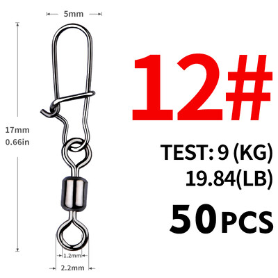 MEREDITH Fishing Connector 50PCS/Lot 2# 4# 6# 8# 10# Pin Bearing Rolling Rolling inox inox with Snap Fishhook Lure Tackle