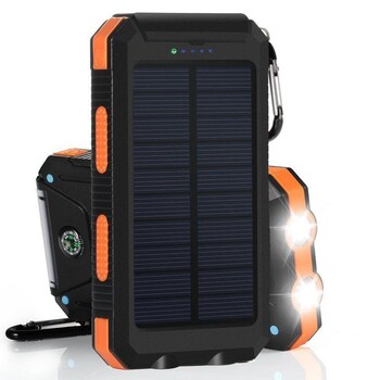 Θήκη Solar Panel Power Bank Θήκη Dual USB SOS Φως που αναβοσβήνει Πυξίδα Τράπεζα Power Θήκη Φορτιστής μπαταρίας Εξωτερικό κουτί Φακός