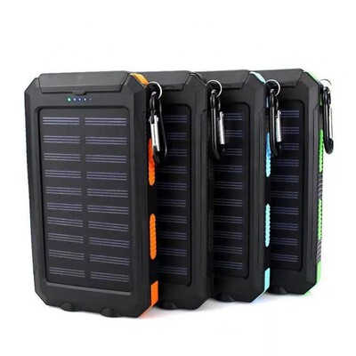 Θήκη Solar Panel Power Bank Θήκη Dual USB SOS Φως που αναβοσβήνει Πυξίδα Τράπεζα Power Θήκη Φορτιστής μπαταρίας Εξωτερικό κουτί Φακός