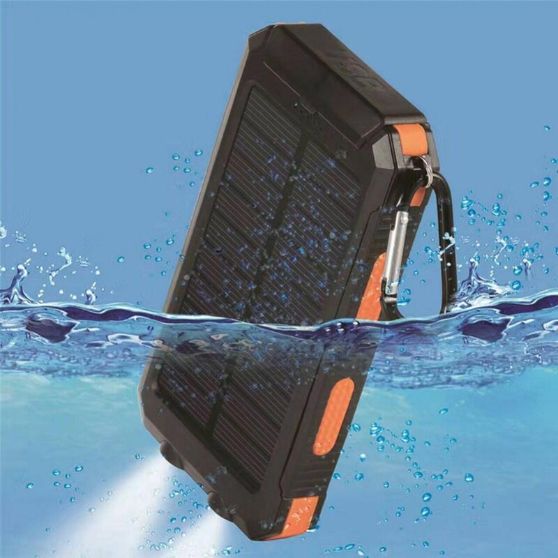 Päikesepaneeli toitepanga ümbris, topelt-USB SOS-tuli, vilkuv tuli Kompass-panga toiteümbris akulaadija välise karbi taskulamp