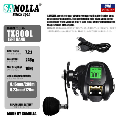 SAMOLLA Baitcasting Fishing Roel Electronic Big Led Screen High Speed 7,2:1 10kg Αδιάβροχο αλμυρό νερό Χυτό τύμπανο