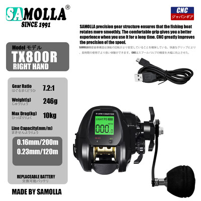 SAMOLLA Baitcasting Fishing Roel Electronic Big Led Screen High Speed 7,2:1 10kg Αδιάβροχο αλμυρό νερό Χυτό τύμπανο