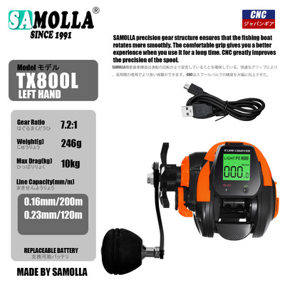SAMOLLA Baitcasting Fishing Roel Electronic Big Led Screen High Speed 7,2:1 10kg Αδιάβροχο αλμυρό νερό Χυτό τύμπανο