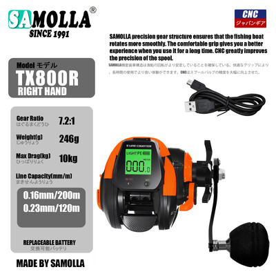 SAMOLLA Baitcasting Fishing Roel Electronic Big Led Screen High Speed 7,2:1 10kg Αδιάβροχο αλμυρό νερό Χυτό τύμπανο
