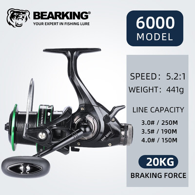 BEARKING Нова риболовна макара с двоен дизайн на спирачките 5.2:1 Супер здрава хранилка за риболов на шаран Метална тел. Чаша Разменете лявата и дясната ръка