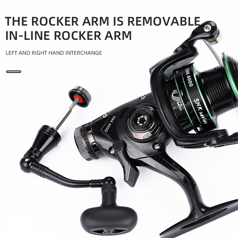 BEARKING Нова риболовна макара с двоен дизайн на спирачките 5.2:1 Супер здрава хранилка за риболов на шаран Метална тел. Чаша Разменете лявата и дясната ръка
