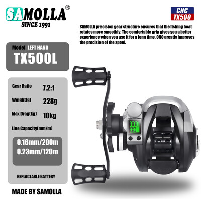 Mulinetă electronică de pescuit cu ecran cu LED Baitcasting de mare viteză 7.2:1 10kg, impermeabilă, apă sărată, roată de pescuit cu gheață, turnare Moulinet