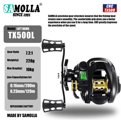 Mulinetă electronică de pescuit cu ecran cu LED Baitcasting de mare viteză 7.2:1 10kg, impermeabilă, apă sărată, roată de pescuit cu gheață, turnare Moulinet