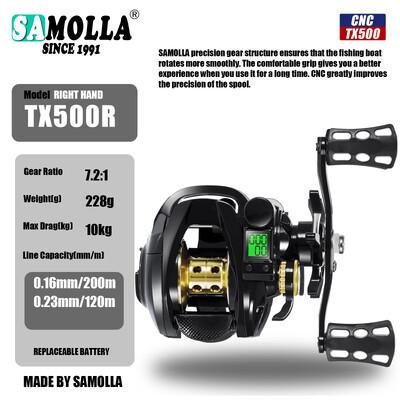 Mulinetă electronică de pescuit cu ecran cu LED Baitcasting de mare viteză 7.2:1 10kg, impermeabilă, apă sărată, roată de pescuit cu gheață, turnare Moulinet