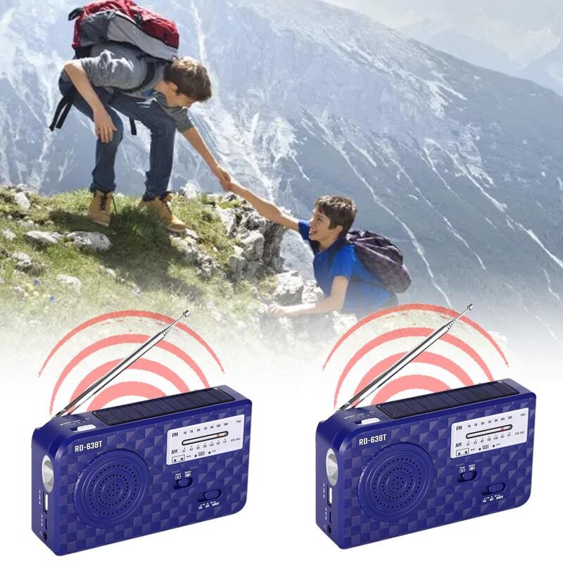 Prijenosni radio s kurblom, solarni radio s upozorenjem, radio s vremenskom prognozom, 500 mA, lagani AM/FM radio na solarni pogon s kurblom i LED-om