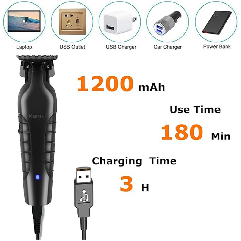 Mașină de tuns Kemei KM-2299 USB cu încărcare rapidă Mașină de tuns frizer 1200MA Mașină de tuns fără fir reîncărcabilă Mașină de tuns electric