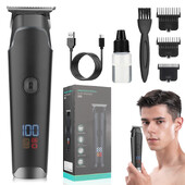 RESUXI 2000mAh 6500 RPM Professionaalne õlipeaga juukselõikur Meeste juhtmeta juukselõikur Laetava LED-ekraaniga trimmerite komplekt