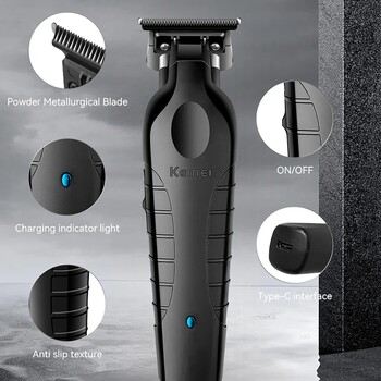 Kemei 2299 Barber Безжичен тример за коса 0 mm Zero Gapped Carving Clipper Detailer Професионална електрическа машина за финишно рязане