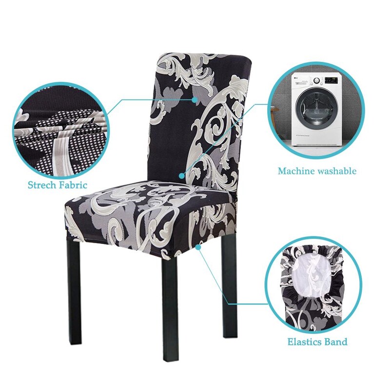 Meijuner Husă pentru scaune cu imprimeu floral, multifuncțională, Spandex, pentru acasă, pentru scaune de luat masa, elastice, universale, pentru scaune, Y390