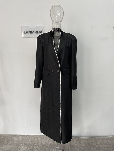 [LANMREM] Visokokvalitetna ženska vjetrovka s dvostrukim kopčanjem i dugim rukavima, temperamentna ženska gornja odjeća za 2024.