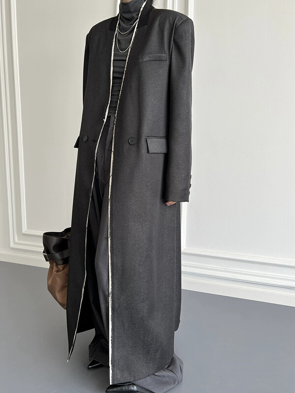 [LANMREM] Visokokvalitetna ženska vjetrovka s dvostrukim kopčanjem i dugim rukavima, temperamentna ženska gornja odjeća za 2024.