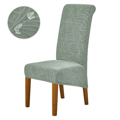 1PC Elastična navlaka za blagovaonske stolice Lišće Jacquard rastezljive stolice Navlake Dugi naslon Jednobojne navlake za sjedala Banket Home Decor