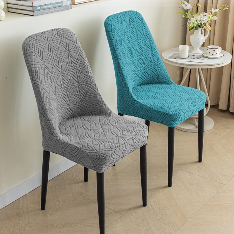 Huse pentru scaune de sufragerie cu spate curbat elastic Jacquard Huse pentru scaune cu arc elastic lavabil, anti-murdare, pentru decorarea interioară, 1 buc.