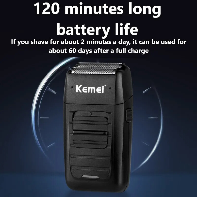 Kemei-1102 Επαναφορτιζόμενη ασύρματη ξυριστική μηχανή για άνδρες Μηχάνημα ξυριστικής μηχανής με διπλή λεπίδα Ξυριστική μηχανή πολλαπλών λειτουργιών Ισχυρό τρίμερ