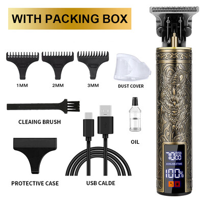 Mașină profesională de tuns T9 Trimmer electric fără fir Dispozitiv de tuns cu afișaj digital Aparat de tuns Barba Barbat Barber pentru barbati