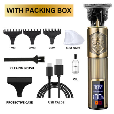 Mașină profesională de tuns T9 Trimmer electric fără fir Dispozitiv de tuns cu afișaj digital Aparat de tuns Barba Barbat Barber pentru barbati