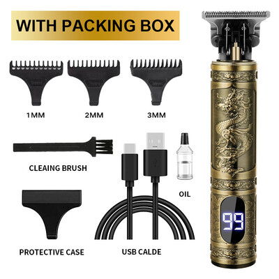 Mașină profesională de tuns T9 Trimmer electric fără fir Dispozitiv de tuns cu afișaj digital Aparat de tuns Barba Barbat Barber pentru barbati